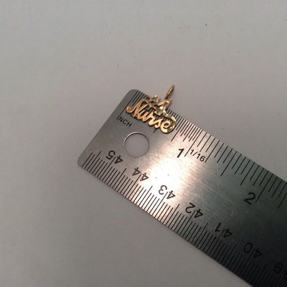 SOLID 14K YELLOW REAL GOLD #1 NURSE SLIDE PENDANT CHARM NAME PLATE 1.00 GR